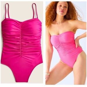 J. CREW Ruched Sweetheart One Piece Swimsuit Radiant Fuchsia Pink 24 /3X NEW